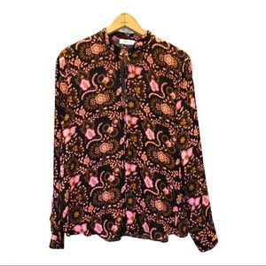 A.L.C. 100% Silk Paisley Long Sleeve Size 6